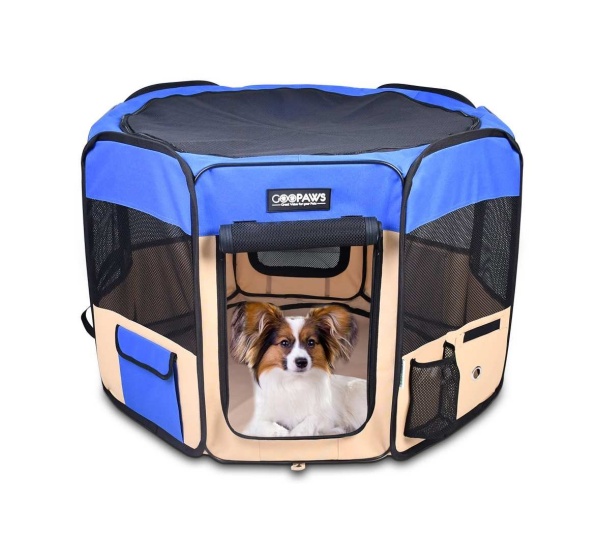 Blue - JESPET Pet Dog Playpens 36", 45" & 61" Portable Soft Dog Exercise Pen Kennel with Carry Bag for Puppy Cats Kittens Rabbits, Indoor/Outdoor Use - 36x36x24 Inch