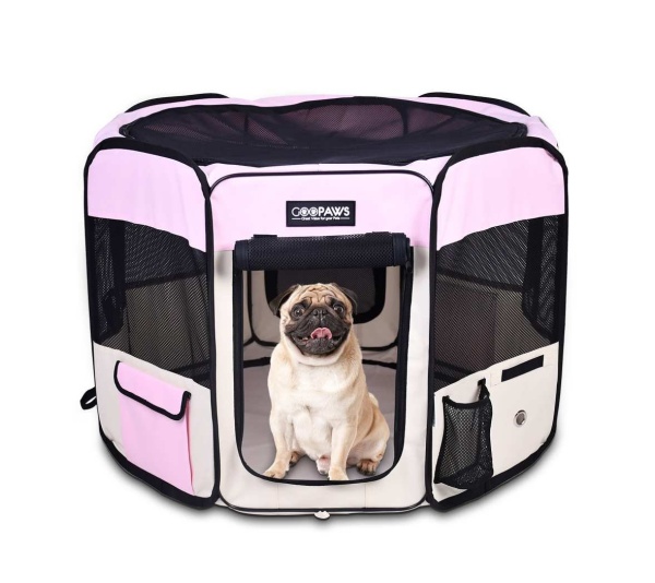 Pink - JESPET Pet Dog Playpens 36", 45" & 61" Portable Soft Dog Exercise Pen Kennel with Carry Bag for Puppy Cats Kittens Rabbits, Indoor/Outdoor Use - 36x36x24 Inch