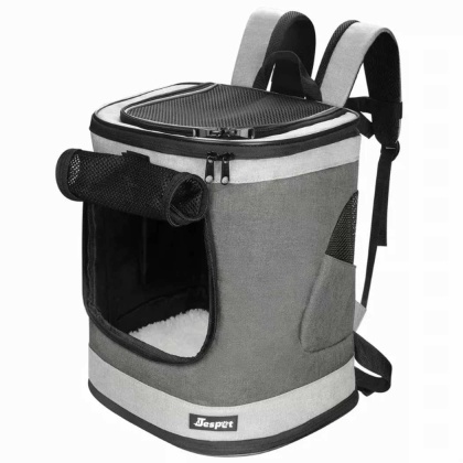 Smoke Grey - JESPET Pet Backpack Carrier for Small Dog, Puppy, Soft Carrier Backpack Ideal for Traveling, Hiking, Walking and Outdoor Activities with Family - 13"x 12"x 17"
