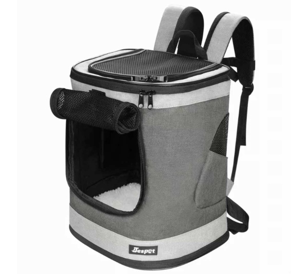 Smoke Grey - JESPET Pet Backpack Carrier for Small Dog, Puppy, Soft Carrier Backpack Ideal for Traveling, Hiking, Walking and Outdoor Activities with Family - 13"x 12"x 17"
