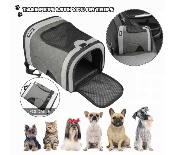 Smoke Grey - JESPET Pet Backpack Carrier for Small Dog, Puppy, Soft Carrier Backpack Ideal for Traveling, Hiking, Walking and Outdoor Activities with Family - 13"x 12"x 17"