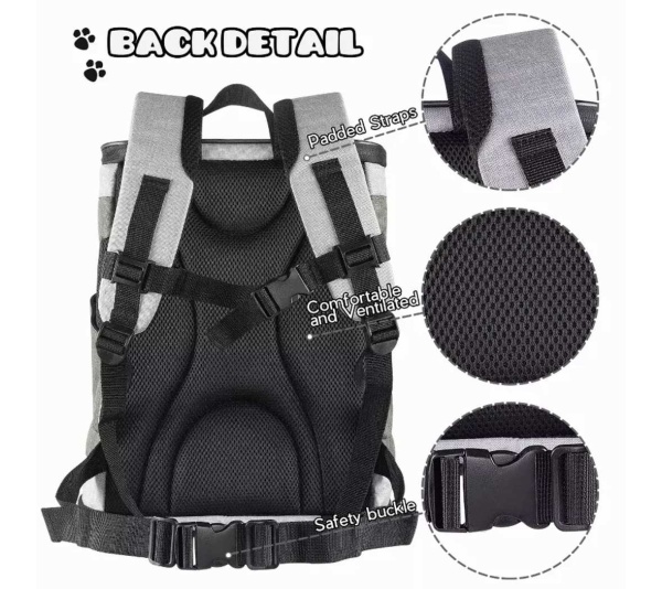Smoke Grey - JESPET Pet Backpack Carrier for Small Dog, Puppy, Soft Carrier Backpack Ideal for Traveling, Hiking, Walking and Outdoor Activities with Family - 13"x 12"x 17"