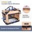 Beige - JESPET Soft Pet Crates Kennel, 3 Door Soft Sided Folding Travel Pet Carrier with Straps and Fleece Mat for Dogs, Cats, Rabbits, Indoor/Outdoor Use with Grey, Blue & Beige, Black - 36"L x 24"W x 27"H