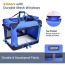 Blue - JESPET Soft Pet Crates Kennel, 3 Door Soft Sided Folding Travel Pet Carrier with Straps and Fleece Mat for Dogs, Cats, Rabbits, Indoor/Outdoor Use with Grey, Blue & Beige, Black - 30"L x 21"W x 23"H