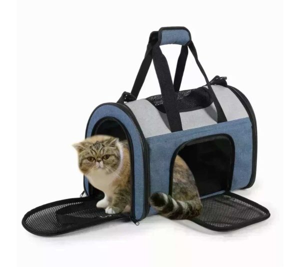 Blue Grey - JESPET Soft-Sided Kennel Pet Carrier for Small Dogs, Cats, Puppy, Airline Approved Cat Carriers Dog Carrier Collapsible, Travel Handbag & Car Seat - 16" x 10" x 11"