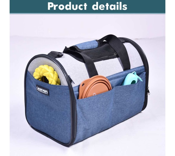 Blue Grey - JESPET Soft-Sided Kennel Pet Carrier for Small Dogs, Cats, Puppy, Airline Approved Cat Carriers Dog Carrier Collapsible, Travel Handbag & Car Seat - 16" x 10" x 11"