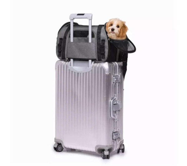 Smoke Grey - JESPET Soft-Sided Kennel Pet Carrier for Small Dogs, Cats, Puppy, Airline Approved Cat Carriers Dog Carrier Collapsible, Travel Handbag & Car Seat - 17" x 9" x 11.5"