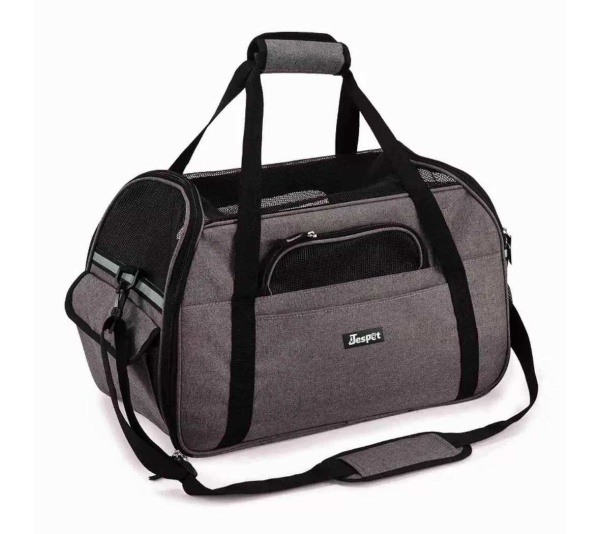 Smoke Grey - JESPET Soft-Sided Kennel Pet Carrier for Small Dogs, Cats, Puppy, Airline Approved Cat Carriers Dog Carrier Collapsible, Travel Handbag & Car Seat - 19" x 10" x 13"