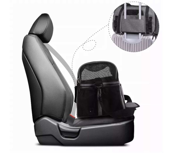 Smoke Grey - JESPET Soft-Sided Kennel Pet Carrier for Small Dogs, Cats, Puppy, Airline Approved Cat Carriers Dog Carrier Collapsible, Travel Handbag & Car Seat - 19" x 10" x 13"