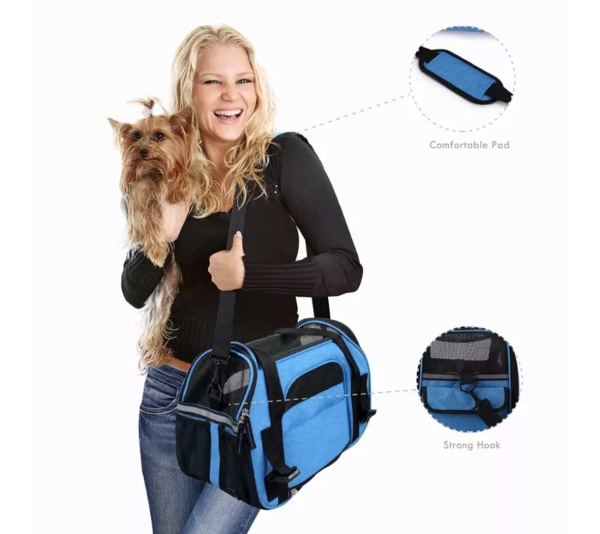 Turquoise Blue - JESPET Soft-Sided Kennel Pet Carrier for Small Dogs, Cats, Puppy, Airline Approved Cat Carriers Dog Carrier Collapsible, Travel Handbag & Car Seat - 19" x 10" x 13"
