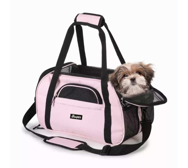 Pink - JESPET Soft-Sided Kennel Pet Carrier for Small Dogs, Cats, Puppy, Airline Approved Cat Carriers Dog Carrier Collapsible, Travel Handbag & Car Seat - 17" x 9" x 11.5"