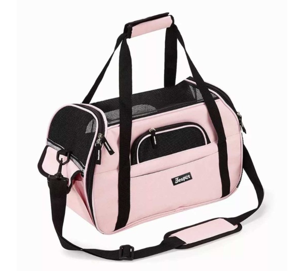 Pink - JESPET Soft-Sided Kennel Pet Carrier for Small Dogs, Cats, Puppy, Airline Approved Cat Carriers Dog Carrier Collapsible, Travel Handbag & Car Seat - 17" x 9" x 11.5"