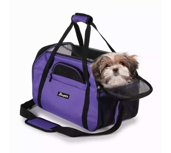 Purple - JESPET Soft-Sided Kennel Pet Carrier for Small Dogs, Cats, Puppy, Airline Approved Cat Carriers Dog Carrier Collapsible, Travel Handbag & Car Seat - 17" x 9" x 11.5"