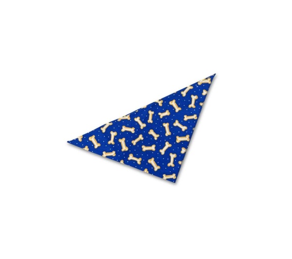 Blue with Bones - Dog Bandana - Large - 28"