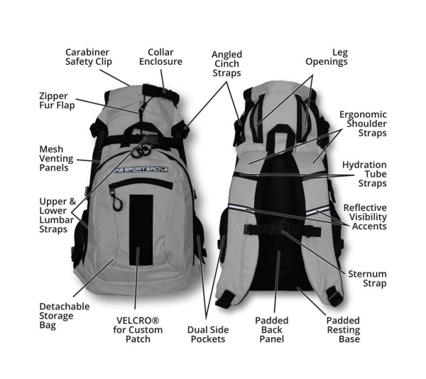 Light Gray - K9 Sport Sack PLUS 2 - Large (20"-23" from collar to tail)
