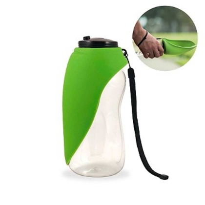 Green - Fold-A-Bowl - Portable Pet Water Bottle and Bowl