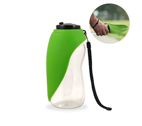 Green - Fold-A-Bowl - Portable Pet Water Bottle and Bowl