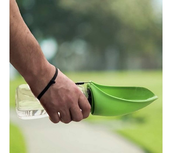 Green - Fold-A-Bowl - Portable Pet Water Bottle and Bowl