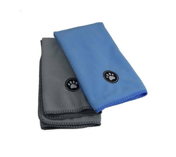 Blue + Gray - Pet Microfiber Towel Set (2 Pieces)