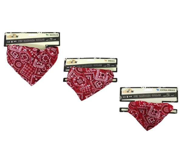 Red - Western Themed Pet Bandana Collars - Medium