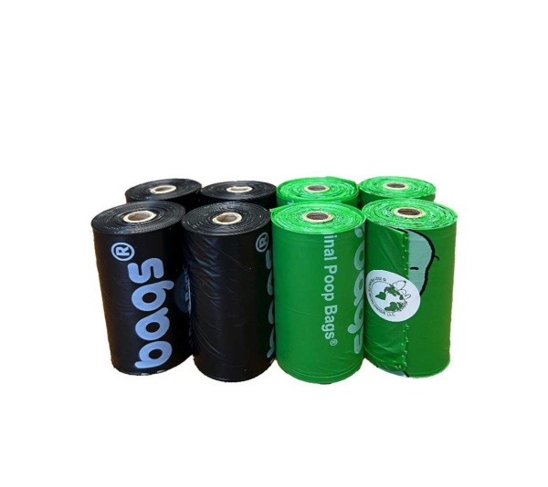 BLACK/GREEN - USDA Biobased Peanuts Unscented Leash Rolls - 20 Bags