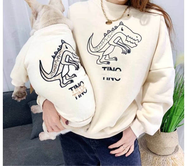 Beige - Dinosaur Love - Matching Pet and Owner Clothing Set -   Large