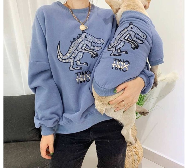 Blue - Dinosaur Love - Matching Pet and Owner Clothing Set -   Small