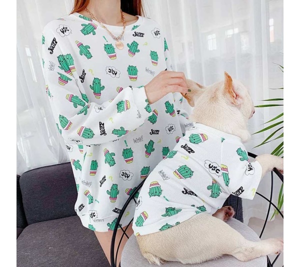 White - Green Dinosaur - Matching Pet and Owner Clothing Set -   Small