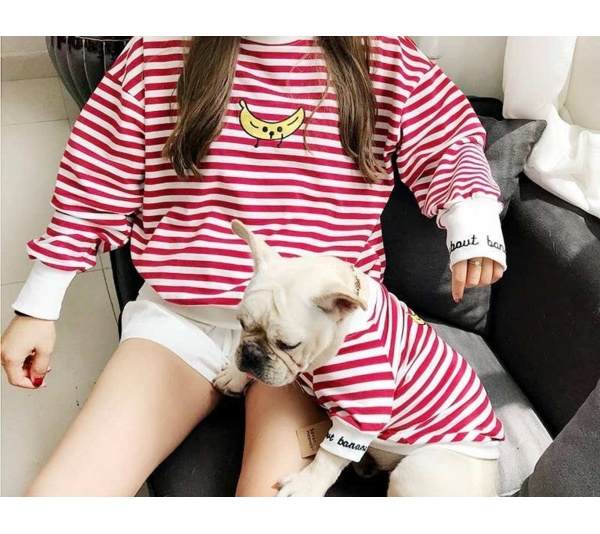 Red - Stripe Style - Matching Pet and Owner Clothing Set -  Medium