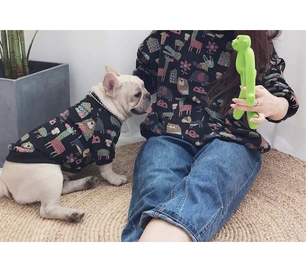 Black -  Animal Pattern - Matching Pet and Owner Clothing Set -   2XL