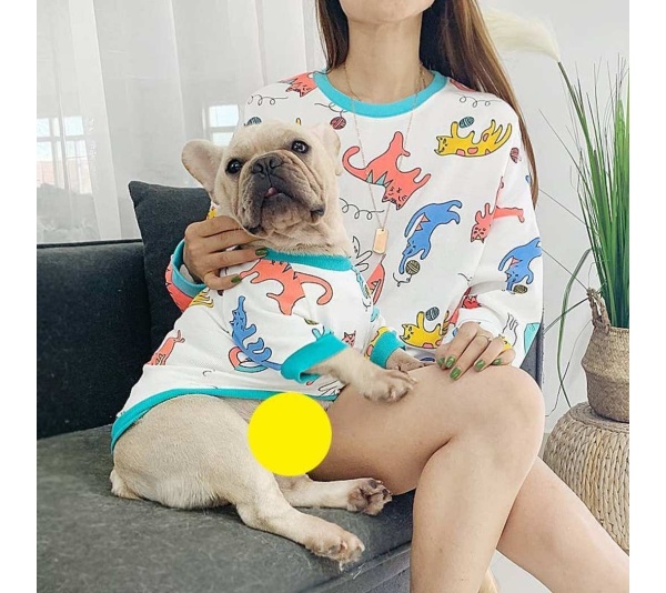 White -  Little Dinosaur - Matching Pet and Owner Clothing Set -  Medium