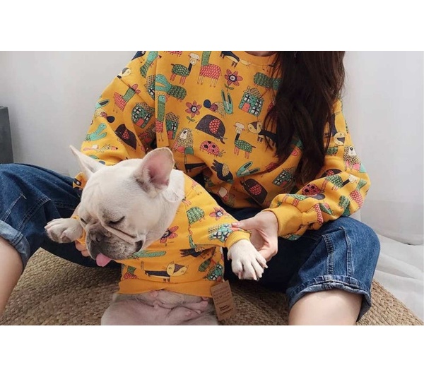 Yellow -  Animal Pattern - Matching Pet and Owner Clothing Set -   2XL