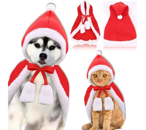Red/White - Merry Christmas Pets Whole Costume set -  Large