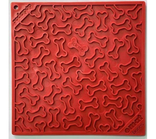 Red - Bones Design eMat Enrichment Lick Mat