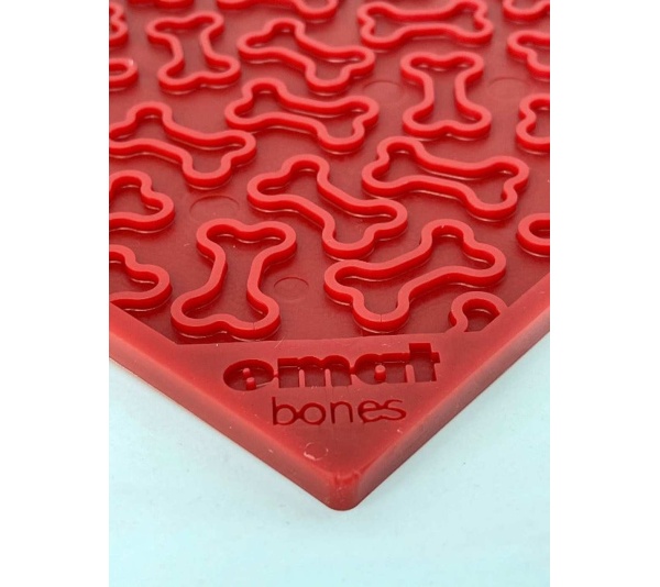 Red - Bones Design eMat Enrichment Lick Mat