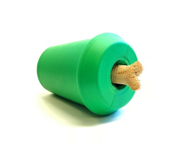 Green - Coffee Cup Durable Rubber Chew Toy and Treat Dispenser - Medium