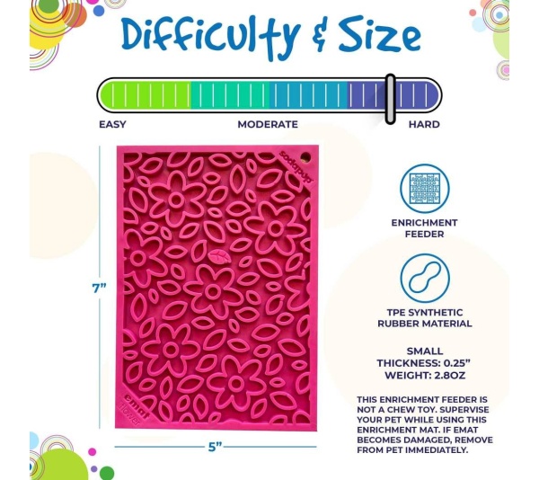Pink - Flower Power Design eMat Enrichment Lick Mat  - Small