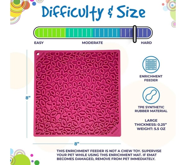 Pink - Flower Power Design eMat Enrichment Lick Mat  - Large