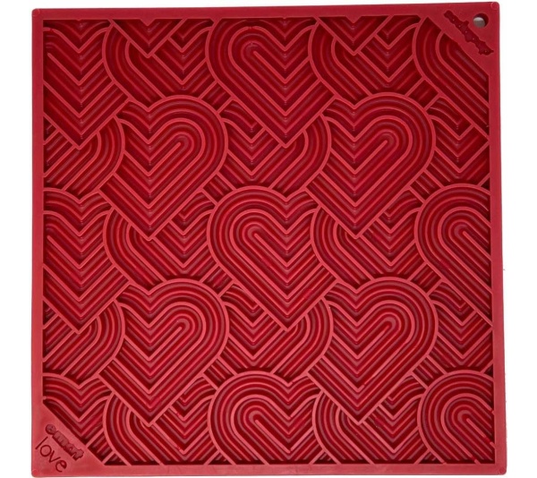 Red - Heart Design "Love" eMat Enrichment Lick Mat - Large