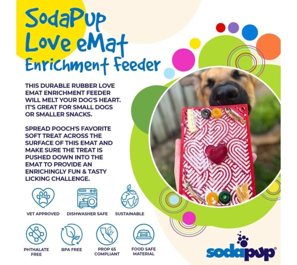 Red - Heart Design "Love" eMat Enrichment Lick Mat - Large