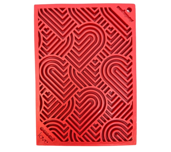 Red - Heart Design "Love" eMat Enrichment Lick Mat - Small