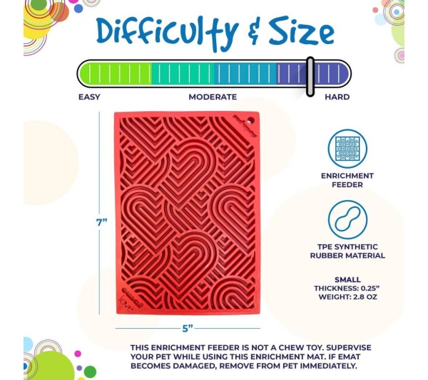 Red - Heart Design "Love" eMat Enrichment Lick Mat - Small