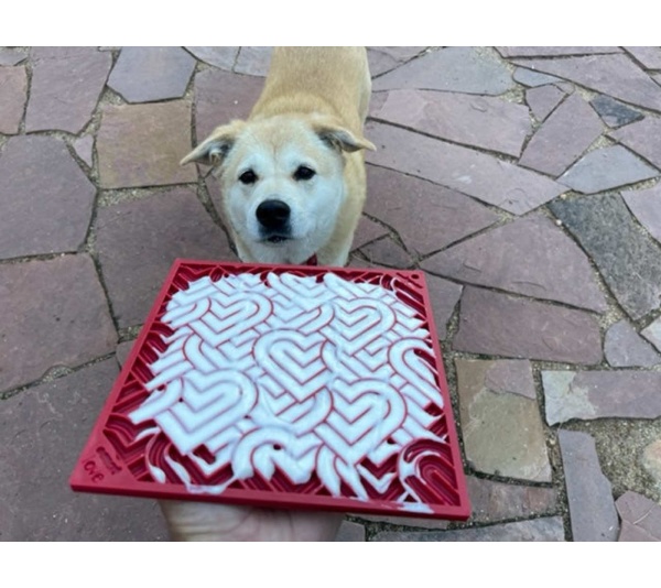 Red - Heart Design "Love" eMat Enrichment Lick Mat - Small