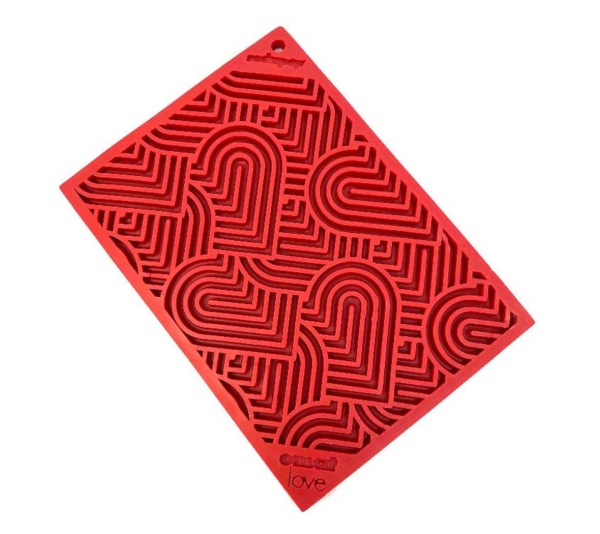 Red - Heart Design "Love" eMat Enrichment Lick Mat - Large