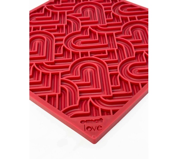 Red - Heart Design "Love" eMat Enrichment Lick Mat - Large