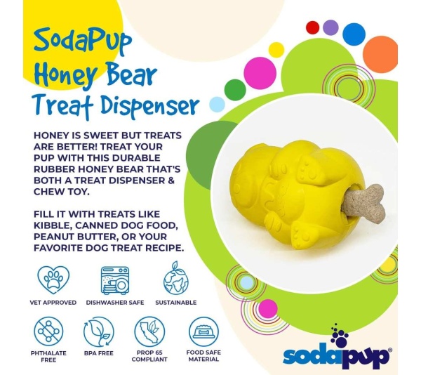 Yellow - Honey Bear Treat Dispenser  - Medium