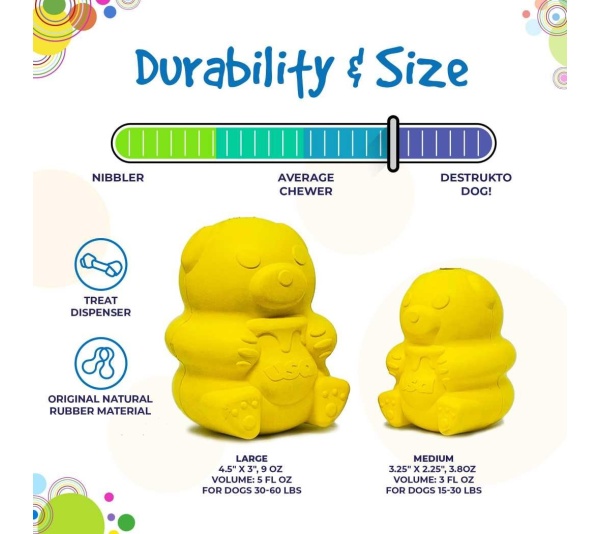 Yellow - Honey Bear Treat Dispenser  - Medium