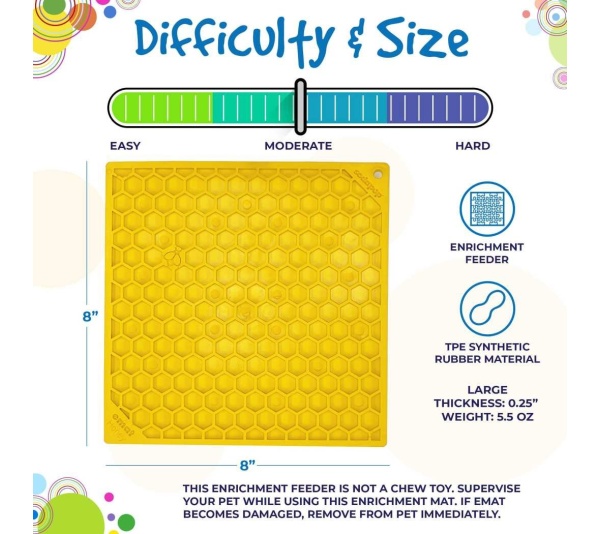 Yellow - Honeycomb Design Emat Enrichment Lick Mat - Large