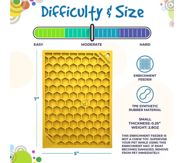 Yellow - Honeycomb Design Emat Enrichment Lick Mat - Large