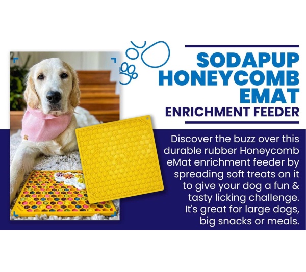 Yellow - Honeycomb Design Emat Enrichment Lick Mat - Large